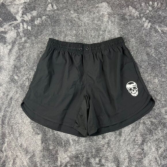 Gymreapers Men's Athletic Shorts Black Skull Unlined 6" Inseam Men's L Running - Picture 1 of 10